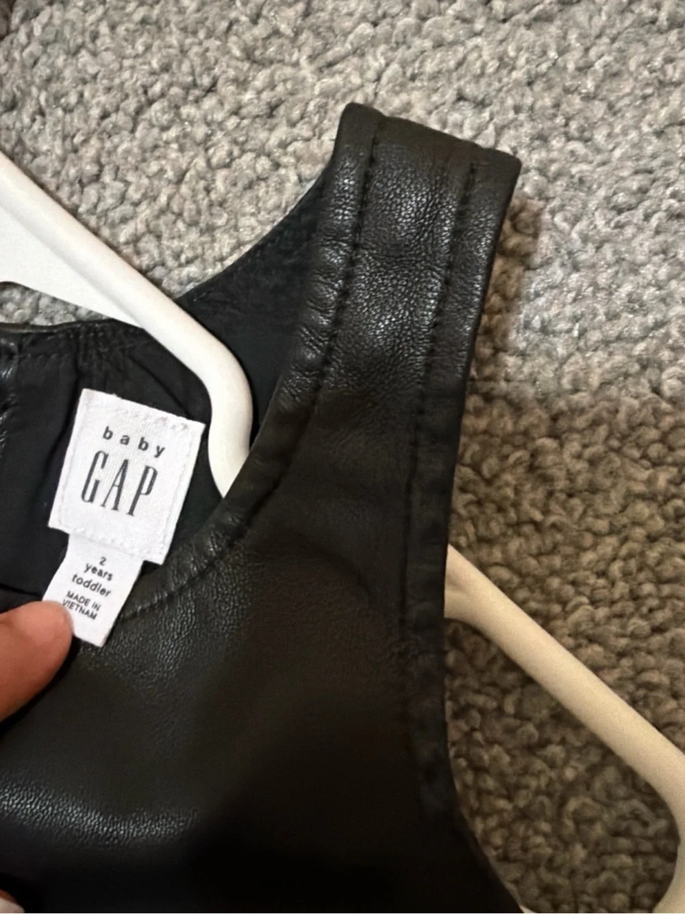 GAP Black Faux Leather Pocket Pinafore Dress